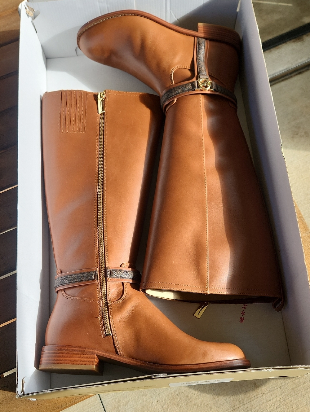Michael Kors Lugg Multi Tall Leather Riding Boots - Cognac